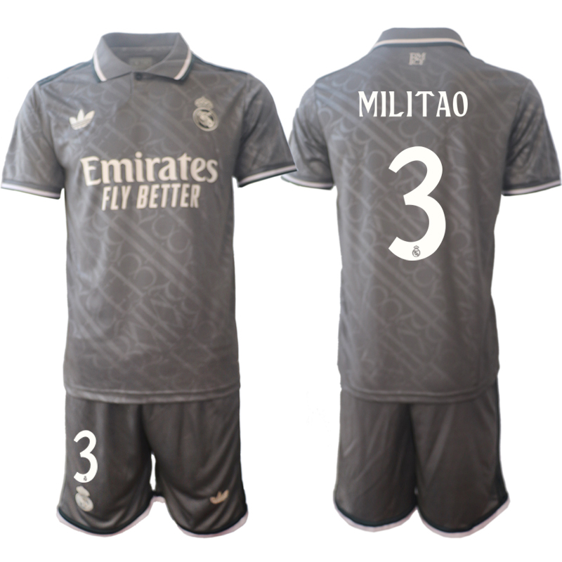 Men 2024-2025 Club Real Madrid away Grey #3 Soccer Jersey